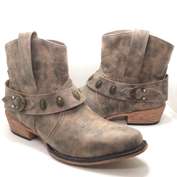 Pierre Dumas Womens Kaylee-4 Brown Western Style Ankle Boot Size 10M - Picture 1 of 10